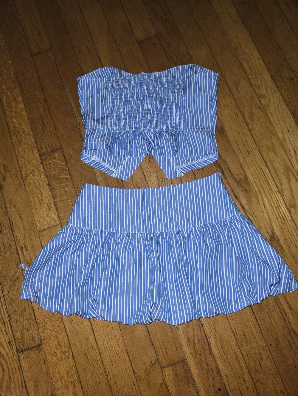 Blue Gingham Mini Skirt And Top Set - Picture 3 of 4